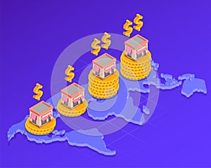 Franchise Isometric Composition Illustration