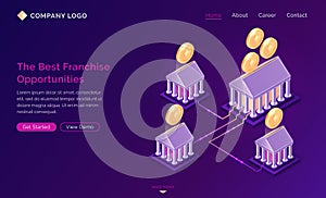 Franchise opportunities isometric landing page