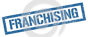 FRANCHISING blue grungy rectangle stamp