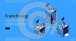 Franchising isometric landing, franchise business