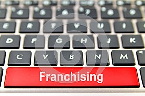 Franchising word on computer space bar photo