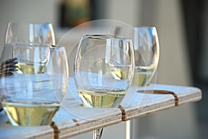 Franciacorta wine, Italy. Wine tasting glass.