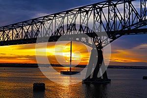Francis Scott Key Bridge at sunset, US