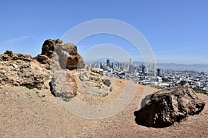Franciscan Chert rock from the Age of Reptiles, Corona Heights Park with a view of San Francisco, 2.