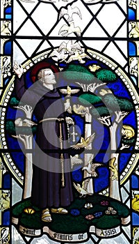 Franciscus of Assisi in stained glass