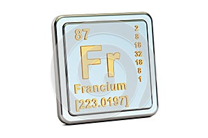 Francium Fr, chemical element sign. 3D rendering