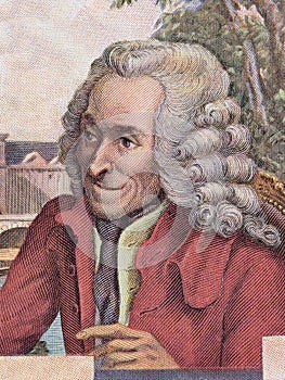 Francois de Voltaire a portrait from French money photo