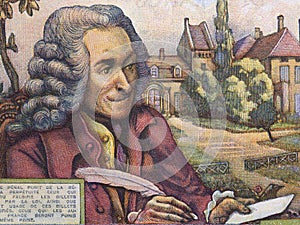 Francois de Voltaire a portrait from French money photo