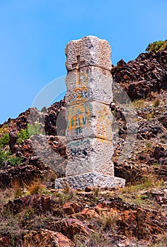 Francoist monolith of Belitres mountain pass, Spain photo