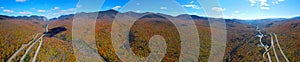 Franconia Notch in fall aerial view, New Hampshire, USA