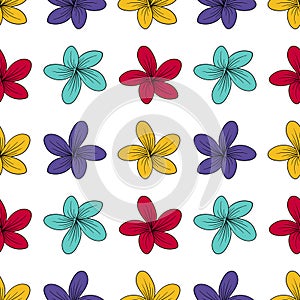 Frangipani flower hand drawn seamless pattern