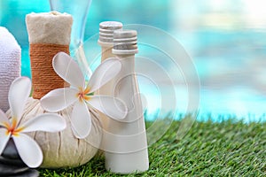 Frangipani plumeria Spa Flower treatment and massage, relax and healthy care. Thai Spa.