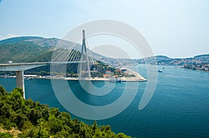 Franjo Tudjman bridge and blue lagoon, Dubrovnik, Dalmatia, Croatia