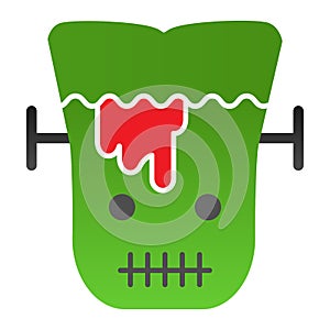 Frank man flat icon. Scary monster with sliced head. Halloween party vector design concept, gradient style pictogram on