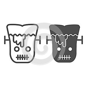 Frank man line and solid icon. Scary monster with sliced head. Halloween party vector design concept, outline style