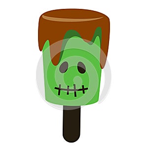 Frankenstein green lollipop vector isolated