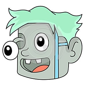 Frankenstein`s head emoticon. doodle icon image