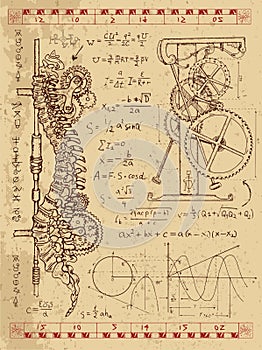 Frankentsein Diary with steampunk mechanism in human anatomy backbone photo