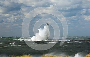 Frankfort Lighthouse in Storm