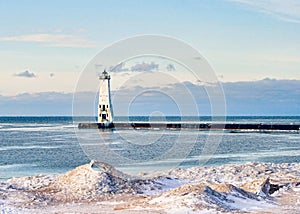 Frankfort, Michigan Lighthouse in Winter photo