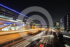 Frankfurt Airport. Train terminal in night photo