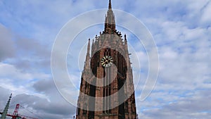 Frankfurt Cathedral in the historic city center - aerial view