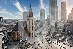 Frankfurt Downtown near Hauptwache with Katharinenkirche photo