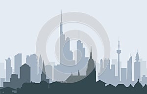 Frankfurt (German) Morning Skyline -Vector