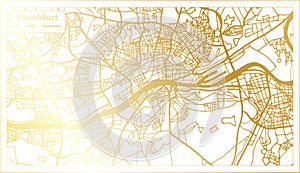 Frankfurt Germany City Map in Retro Style in Golden Color. Outline Map