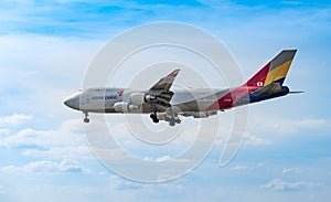 FRANKFURT,GERMANY: JUNE 23, 2017: Boeing 747 Asiana Airlines is