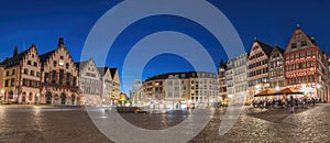 Frankfurt Germany, night panorama at Romer old town square