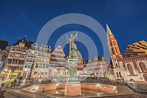 Frankfurt Germany, night at Romer Town Square