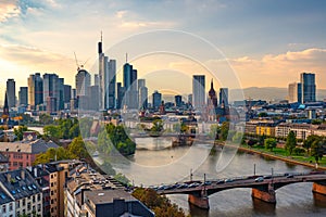 Frankfurt, Germany skyline over the Main River