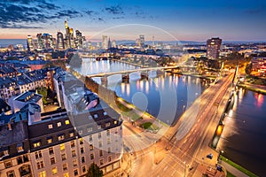 Frankfurt, Germany skyline over the Main River