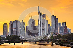 Frankfurt, Germany skyline over the Main River