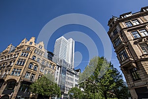 Frankfurt germany skyskraper in the spring