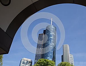Frankfurt germany skyskraper in the spring