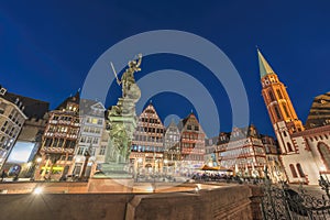 Frankfurt Germany, night at Romer old town square photo