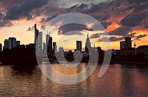 Frankfurt am Main cityscape at sunset