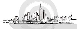 Frankfurt Main Downtown Outline Sketch