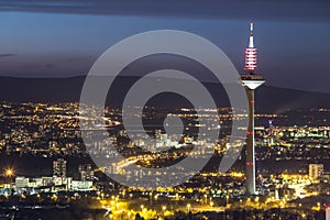 Frankfurt am main germany cityscape at night