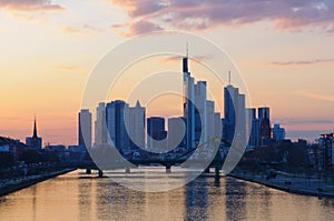 Frankfurt am Main, Germany at dusk