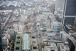 FRANKFURT AM MAIN, GERMANY - OCTOBER 25, 2012: Frankfurt am Main Business district from above.