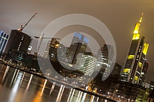 Frankfurt am main germany skyline at night