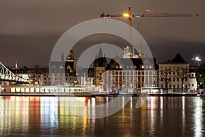 Frankfurt am main germany skyline at night