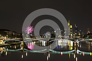 Frankfurt am main germany skyline at night