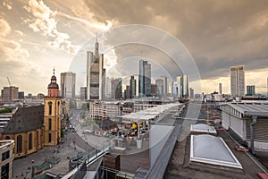 Frankfurt am main germany skyline sundown cloudscape