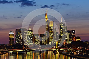 Frankfurt am Main, Germany in the twilight photo