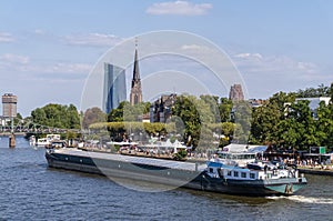 Frankfurt am Main with ship and ECB photo