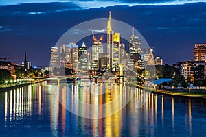 Frankfurt am Main skyline at dusk, Germany